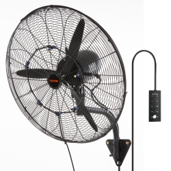 VEVOR 24 Inch Wall-Mount Misting Fan, 3-Speed High Velocity Max. 7000 Cfm, Waterproof Oscillating Industrial Wall Fan, Commercial Or Residential For