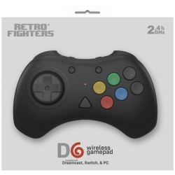 RETRO FIGHTERS D6 Dreamcast Wireless Controller for Dreamcast, Switch And PC In Black