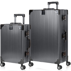 CHAMPS Elite Aluminum 2-Piece Luggage Set-Grey