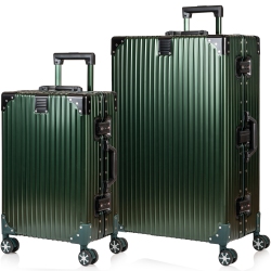 CHAMPS Elite Aluminum 2-Piece Luggage Set-Green