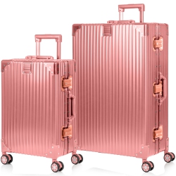 CHAMPS Elite Aluminum 2-Piece Luggage Set-Rose In Gold