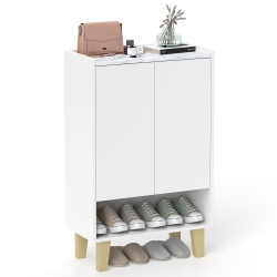 GYMAX Shoe Storage Cabinet Freestanding Shoe Organizer W/ Anti-Tipping Kit Open Shelf