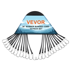VEVOR 10 Piece Flat Bungee Cord, 20 MM Heavy Duty Bungee Straps With Steel S-Hooks, 36" Elastic Bungee Rope for Cargo, Tarps, Trucks And Tent