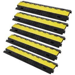 VEVOR 5 PCs Cable Protector Ramp, 2 Channel, 22000 Lbs/axle Capacity Heavy Duty Tpu Wire Cover Ramp Hose Protector Ramp Driveway, Traffic Speed Bump