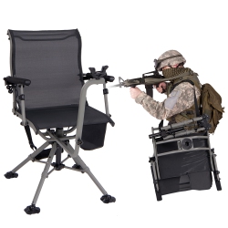 GYMAX Shooting & Hunting Chair W/ 3 Position Adjustable Legs 360° Silent Swivel