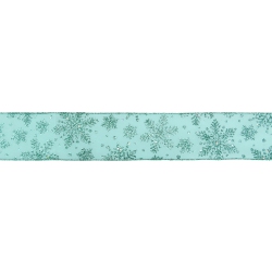 NORTHLIGHT Sparkly Aqua Snowflake Christmas Wired Craft Ribbon 2.5" X 16 Yards In Blue