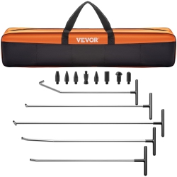 VEVOR 13 Piece Dent Eradication Set, Non-Paint Dent Fixing Instrument, 5 Piece Stainless Steel Dent Bars, 8 Piece Tapper Caps, Expert Hail Dent