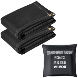 VEVOR 6' X 10' Fire Blankets, 2 Pack Welding Blankets, Fire Suppression Blanket, 1022 °F Flame Retardant Blanket, Black Fire Emergency Blankets, \w