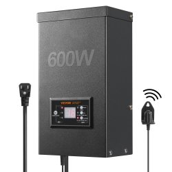 VEVOR 600W Landscape Transformer, Timer & Photocell Sensor Equipped, Weatherproof Outdoor Lighting Converter, 120V Ac to 12V/14V Ac, Spotlight