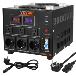 VEVOR 3000W, Power Converter, Durable Step Up/down Unit, Switches Between 110V And 220V, Includes Us And Eu Outlets Plus 5V USB, Ce Approved