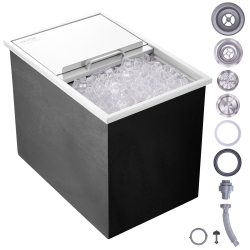 VEVOR 27"l X 18"w X 21"h Drop In Ice Chest, Stainless Steel Ice Cooler, Commercial Ice Bin \w Sliding Cover, 40.9 Qt Outdoor Kitchen Ice Bar
