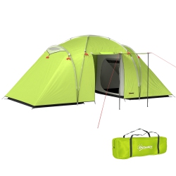 OUTSUNNY 4-6 Person Camping Tent, 2000MM Waterproof Tunnel Tent \w 2 Bedrooms, Living Area, Vestibule, Lamp Hook And 4 Doors, Portable \w Carry Bag