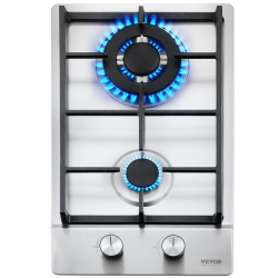 VEVOR 12 Inch Gas Cooktop, Max 12250Btu 2 Burners Built-In Stainless Steel Gas Stove Top, Lpg/ng Convertible Dual Fuel Natural Gas Hob \w