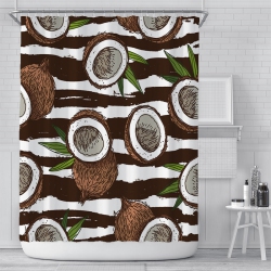 PANDACO Coconuts Fabric Shower Curtain (180Cm X 180Cm) (72" X 72")