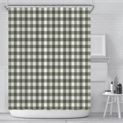 PANDACO Plaid Fabric Shower Curtain (180Cm X 180Cm) (72" X 72") In Green