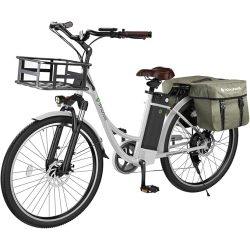 ISINWHEEL U2 Electric Bike \w Basket&saddle Bag(500W Motor/ 90Km Range/ 32Km/h Top Speed/26" Tires/shimano 7 Speed/dual Suspension/ul 2271/2789