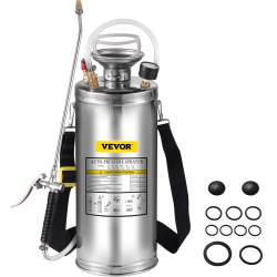 VEVOR 2Gal Stainless Steel Sprayer, Set \w 20 Wand& Handle& 3Ft Reinforced Hose, Hand Pump Sprayer \w Pressure Gauge&safety Valve, Adjustable Nozzle