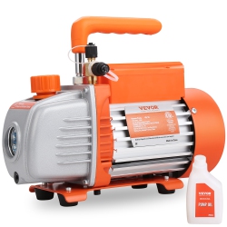 VEVOR 1/5 HP Single Stage Vacuum Pump, 3.5 Cfm, 120V Ac Air Conditioning Conditioner Vacuum Pump, 1/4" Sae Male 1/2" Acme Male Inlet, for Hvac