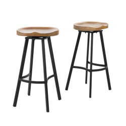 YOULIGHTS Pinewood Swivel Bar Stools, Set Of 2, Antique Natural Finish, Perfect for Any Vintage Style Study And Home Bar Area