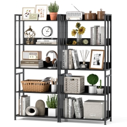 COSTWAY 2 PCs 5 Tier Bookshelf 62" Tall Bookcase With Tiltable Shelves Display Storage Rack