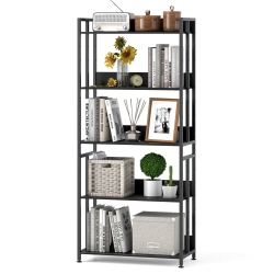 COSTWAY 1 PCs 5 Tier Bookshelf 62" Tall Bookcase With Tiltable Shelves Display Storage Rack