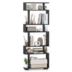 COSTWAY 1 PCs Bookcase 6-Tier Bookshelf With Anti-Tipping Kit Freestanding Display Shelf Black/white/brown