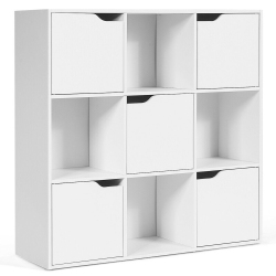 COSTWAY 9 Cube Bookcase Cabinet Wood Bookcase Storage Shelves Room Divider Organization
