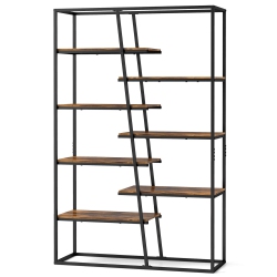 COSTWAY 71" Tall Bookshelf With Heavy-Duty Metal Frame 7-Tier Industrial Etagere Bookcase