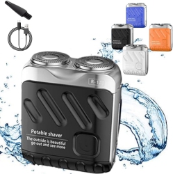 GREEN SCENIC Mini Portable Electric Shaver, Men's USB Pocket Shaver, Waterproof Rechargeable Double Head Shaver, Wet And Dry Electric Shaver-Black