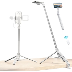 YOULIGHTS Extendable Phone Tripod, 57" Magnetic Selfie Stick Phone Vlog Tripod Stand \w 2 In 1 Phone Clip, 2 Cold Shoe Tripod Compatible for Iphone
