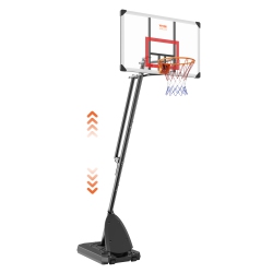 VEVOR 50 Inch Basketball Hoop, 7.6-10 Ft Adjustable Height Portable Backboard System, Basketball Hoop & Goal, Kids & Adults Basketball Set \w