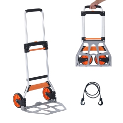 VEVOR Folding Hand Truck, 275 Lbs Load Capacity, Aluminum Portable Cart, Convertible Hand Truck And Dolly \w Telescoping Handle And Pp+Tpr Wheels