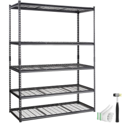 VEVOR 5-Tier Adjustable Storage Shelving Unit, 2000 Lbs Capacity, Heavy Duty Garage Shelves Metal Organizer Wire Rack, Black, 60" L X 24" W X 78" H