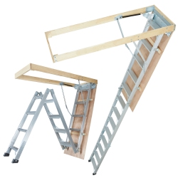 VEVOR 22.5" X 63" Attic Ladder Foldable, 350-Pound Capacity, Multi-Purpose Aluminium Extension, Lightweight And Portable, Fits 9.5'-12' Ceiling