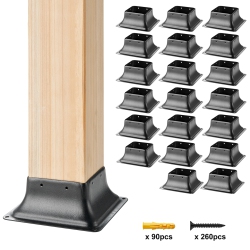 VEVOR 4X4 Post Base 20PCs, 3.6"x3.6" Heavy Duty Powder-Coated Steel Post Bracket Fit for Standard Wood Post Anchor, Decking Post Base for Deck Porch
