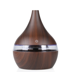 GREEN SCENIC USB Electric Aromatherapy Diffuser, Led Night Light Ultrasonic Humidifier for Bedroom Meditation Gift - Flat Mouth Dark Wood Grain