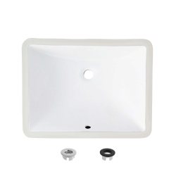 STYLISH 18.25"w X 13"d Rectangular Undermount Bathroom Sink In White
