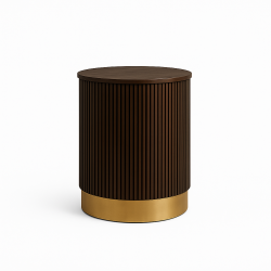 VAST Contemporary Fluted Side Table - In Dark Brown