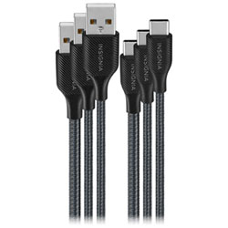Insignia 3m/1.8 m/1.2m Braided USB-C to USB-A Cables (NS-MCACAB3-C) - Set of 3 -Charcoal - Only at Best Buy