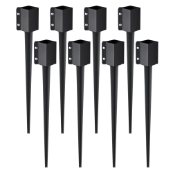 VEVOR 8 Pack Fence Post Anchor Ground Spike, 36 X 4 X 4 Inches Outer Diameter (Inner Diameter 3.5 X3.5 Inches), Metal Powder Coated Post Stake