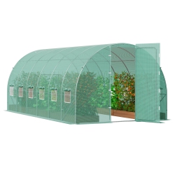 VEVOR 19.4X9.7X7.4 Ft Walk-In Tunnel House, Hoop House House Tunnel, Plant Hot House \w Galvanized Steel Frame Pe Cover, Swing Door And 12 Roll-Up