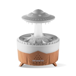 GREEN SCENIC Bedroom Rain Effect Humidifier, Ufo Rain Cloud Dripping Humidifier, Home Room Humidifier, Essential Oil Diffuser (Light Wood Color)