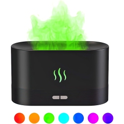 GREEN SCENIC Aromatherapy Humidifier, Essential Oil Diffuser, Cool Mist Humidifier, 7 Color Flame, No Noise Free, With Auto Shutoff Protection (Black)