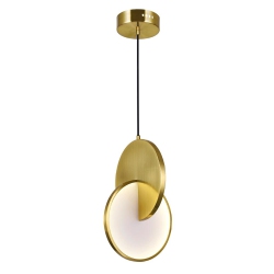 CWI LIGHTING CANADA Tranche Led Mini Pendant With Brushed Brass Finish
