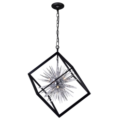 CWI LIGHTING CANADA Starburst 6 Light Chandelier With Chrome & Finish In Black