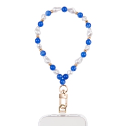 ARTIKL Santorini Pearl & Bead Wristlet Phone Strap - & White In Blue