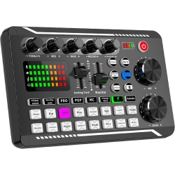 KROLEAR Live Sound Card Audio Mixer, Podcast Audio Interface \w Dj Mixer Effects, Voice Changer \w Sound Effects for Karaoke Tiktok Live Streaming