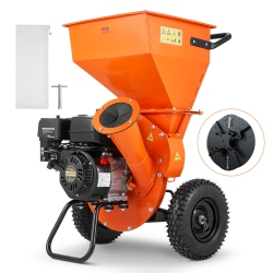 VEVOR Wood Chipper Shredder Mulcher, 7HP Heavy Duty Gas Powered Engine, 3” Max Diameter 212Cc 4.1 Kw, 4-Stroke 3-In-1 Woodchipper, Fast Chipping