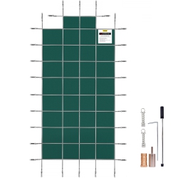 VEVOR Pool Safety Cover Fits 18X36Ft Rectangle Inground Pools, Safety Pool Cover \w 4X10Ft Center End Step, Mesh Solid Pool Cover \w Drainage Holes