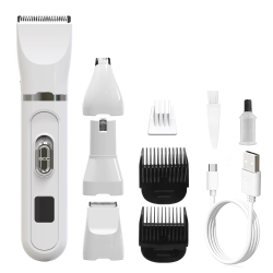 MYACUC 4-In-1 Dog Grooming Kit, Rechargeable Dog Hair Clipper \w Led Display, Low Noise Electric Dog Paw Trimmer & Nail Grinder, Cordless Pet Shaver For